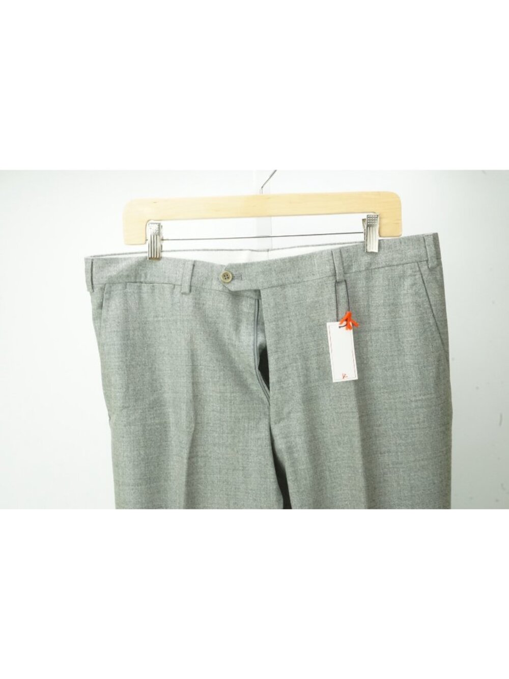 Isaia Light Heathered Gray Wool Blend Mens Dress Pants Sz 50 EU Brand New